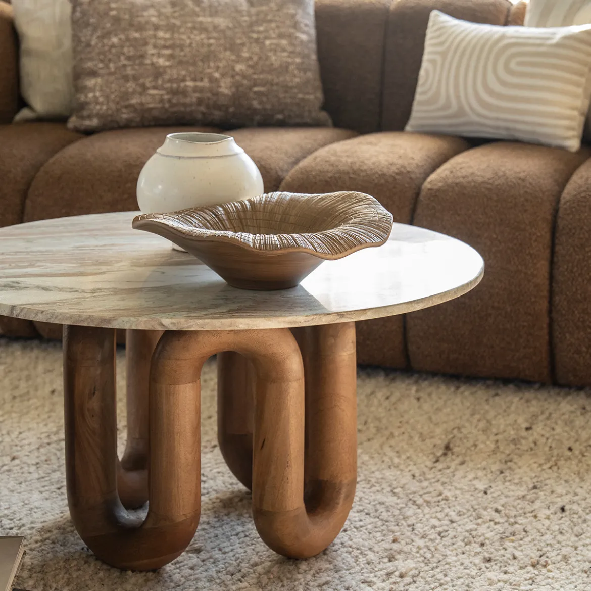 Marmere salontafel met hout - By-Boo LoopStone