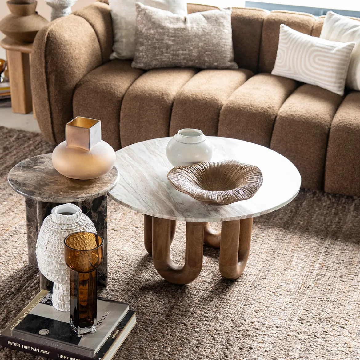 Marmere salontafel met hout - By-Boo LoopStone