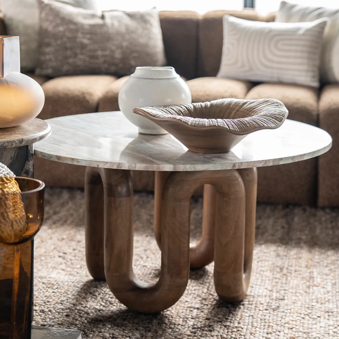 Marmere salontafel met hout - By-Boo LoopStone