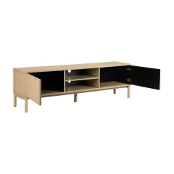 Mat beige tv-meubel met ribbels - Bodio Solly