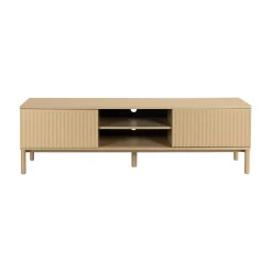 Mat beige tv-meubel met ribbels - Bodio Solly