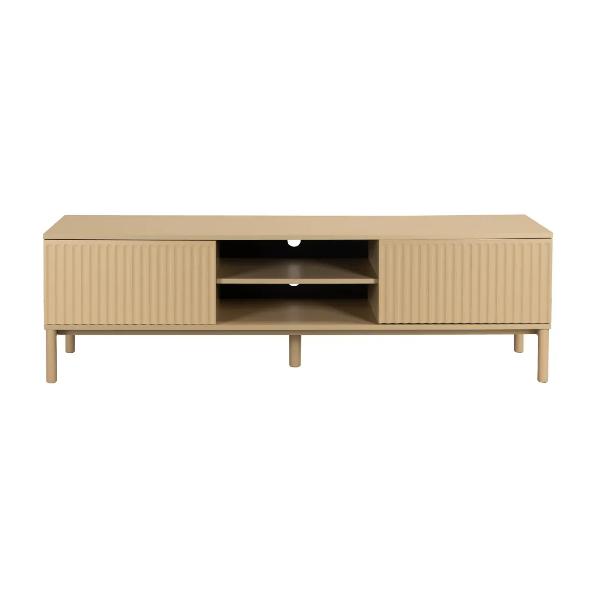 Mat beige tv-meubel met ribbels - Bodio Solly