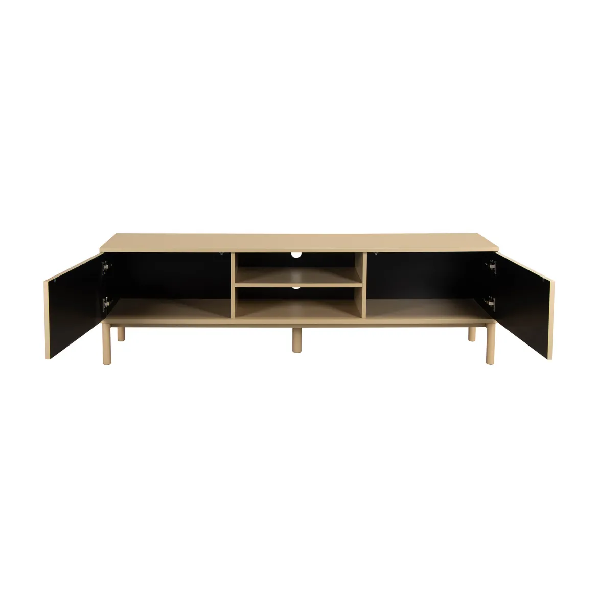 Mat beige tv-meubel met ribbels - Bodio Solly