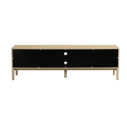 Mat beige tv-meubel met ribbels - Bodio Solly