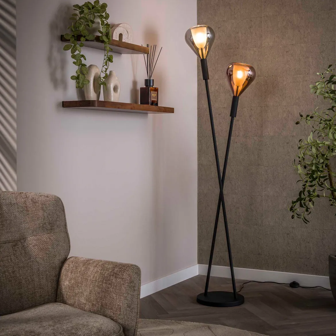 Metale vloerlamp met druppelglas - Santa Wings