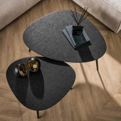 Metallic antraciet bijzettafel set van 2 - Giani Metallic