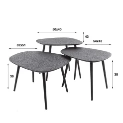 Metallic antraciet salontafel set organisch - Giani Iron