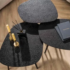 Metallic antraciet salontafel set organisch - Giani Iron