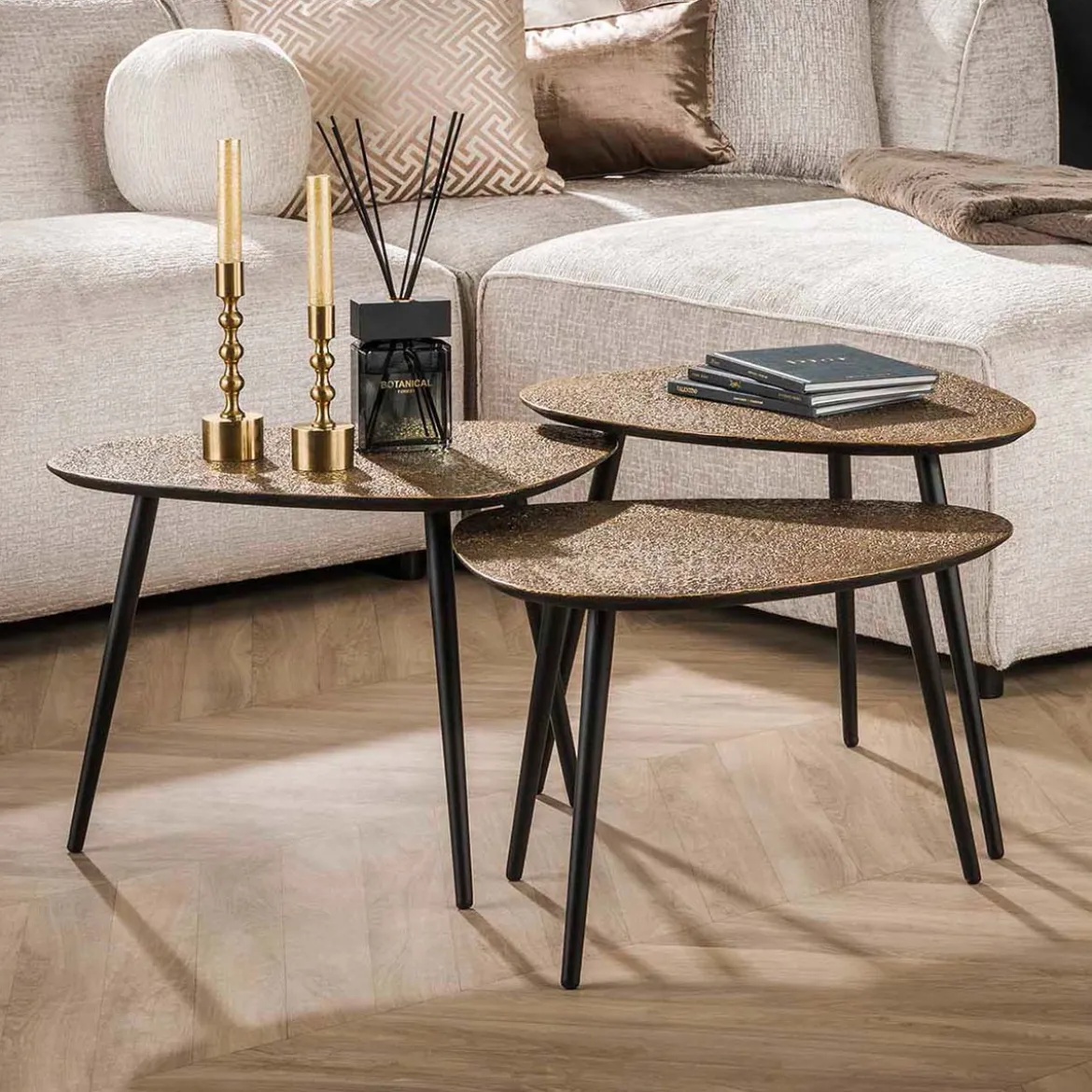 Metallic brons salontafel set organische vorm - Giani Iron