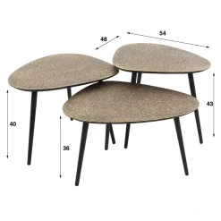 Metallic brons salontafel set organische vorm - Giani Iron