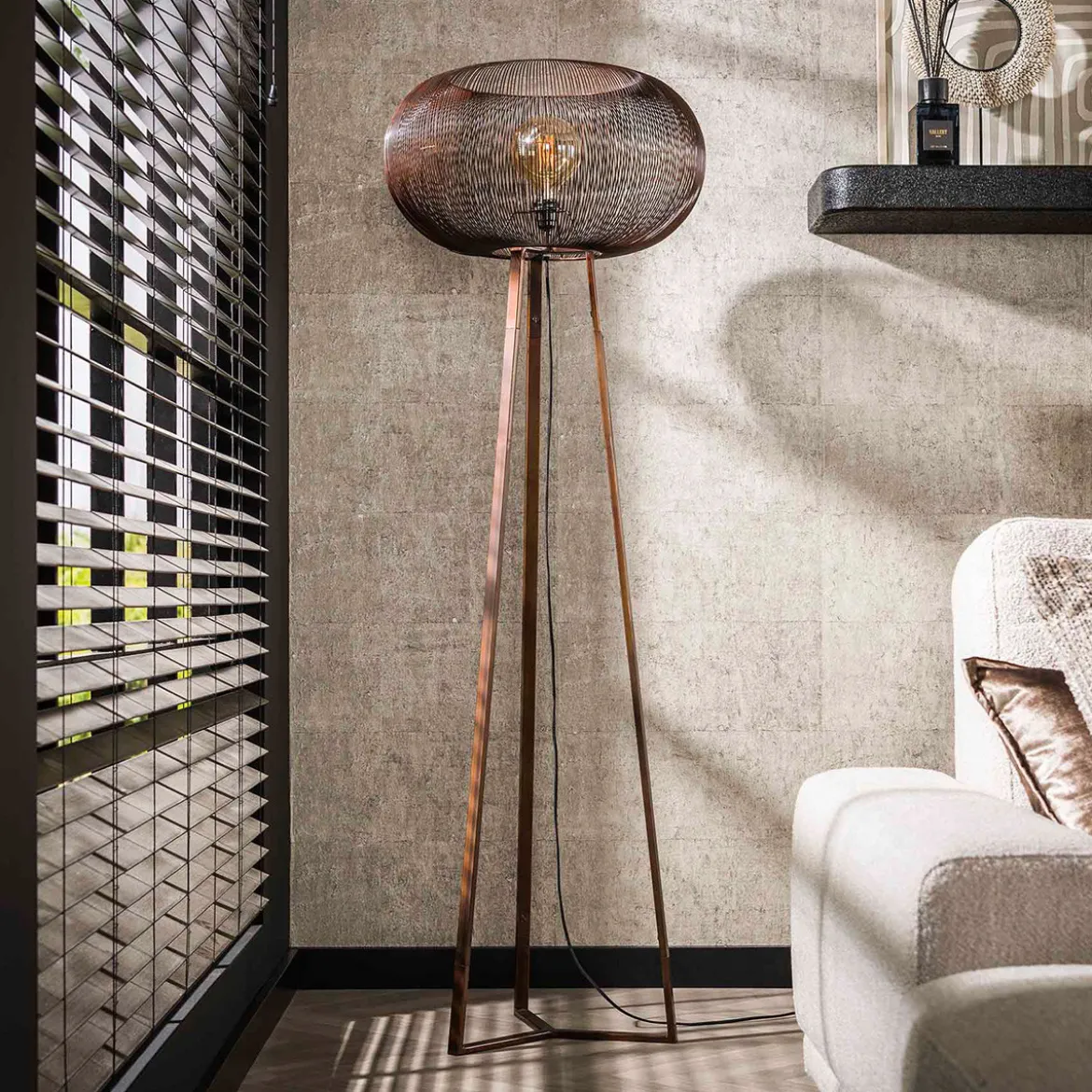 Minimalistische vloerlamp staaldraad - Santa Disk Wire