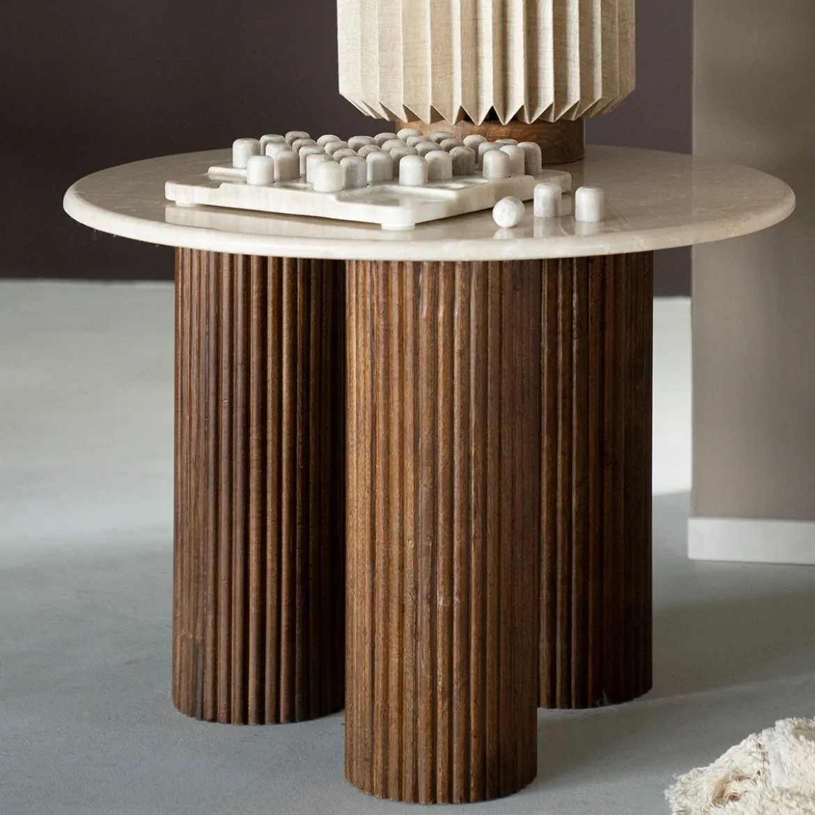 Moderne bijzettafel creme marmer - Eleonora Xavi
