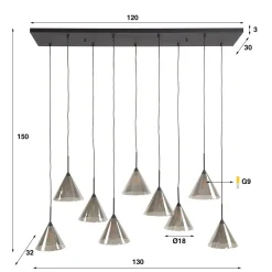 Moderne hanglamp grijs rookglas - Santa Taps
