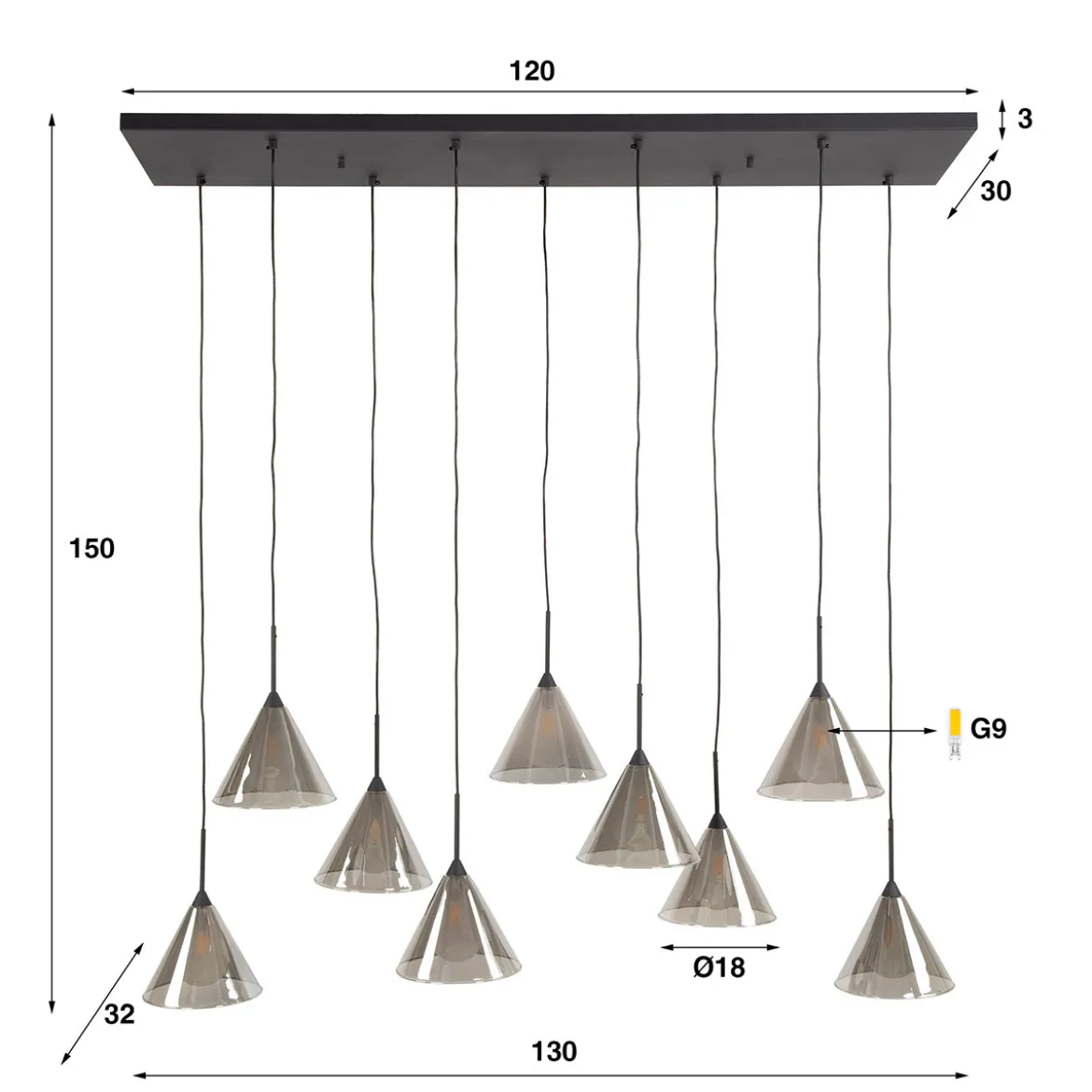 Moderne hanglamp grijs rookglas - Santa Taps