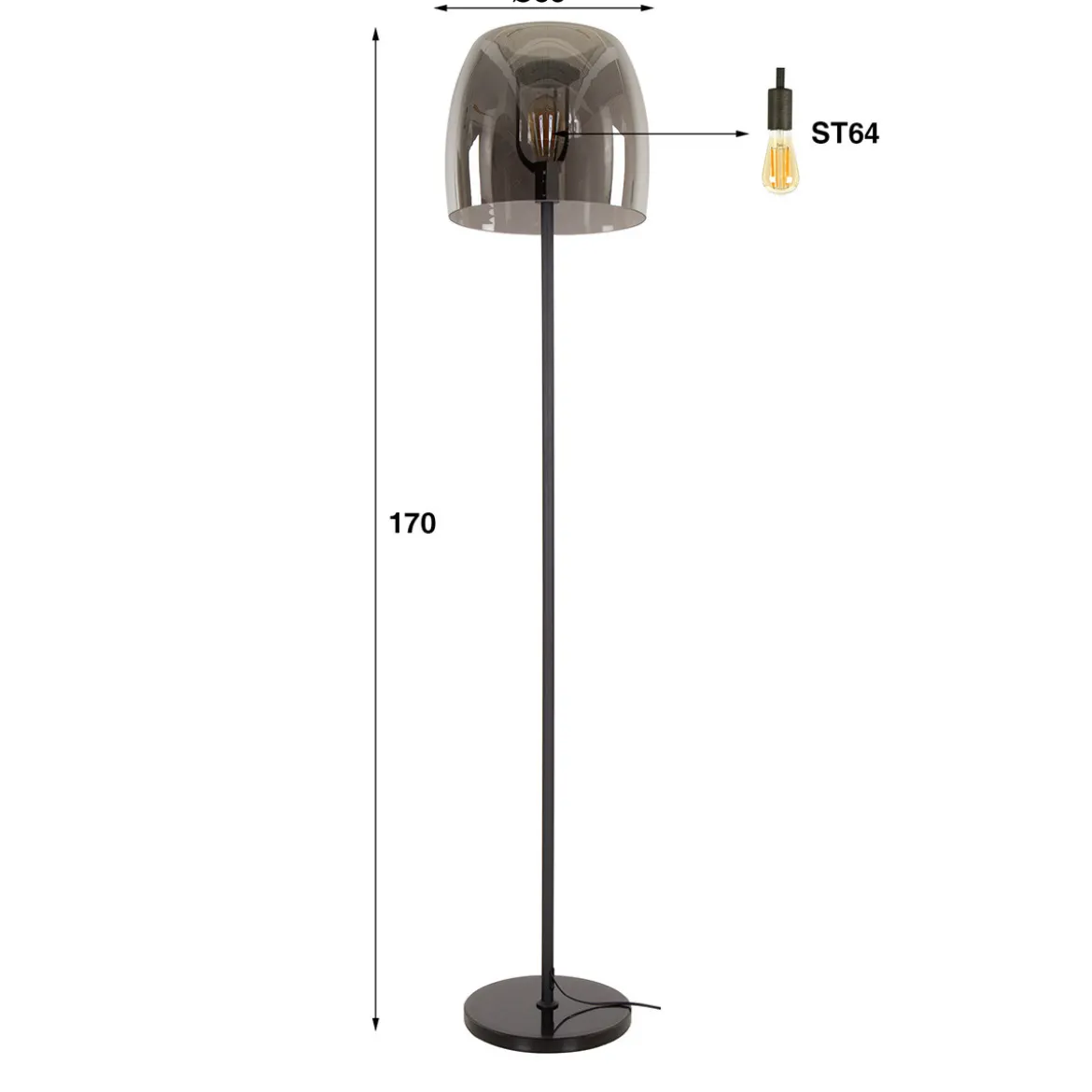 Moderne vloerlamp grijs rook glas - Santa Drift Glass