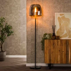 Moderne vloerlamp grijs rook glas - Santa Drift Glass