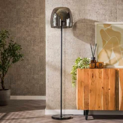 Moderne vloerlamp grijs rook glas - Santa Drift Glass
