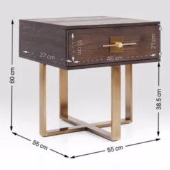Nachtkastje hout met messing - Kare Design Osaka
