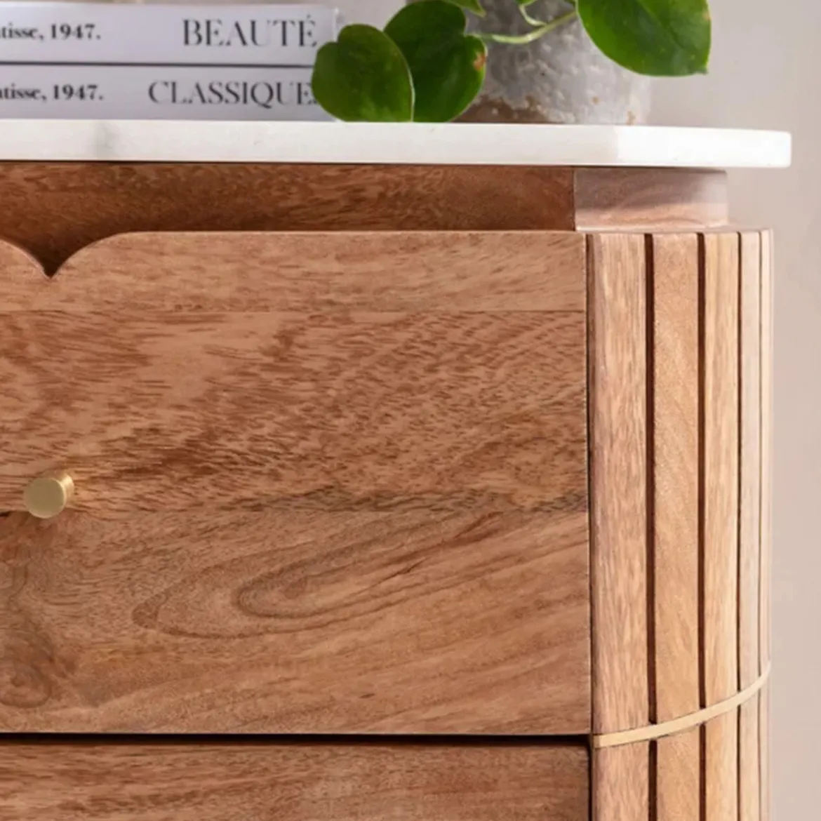 Nachtkastje mangohout en marmer - Kare Design Grace