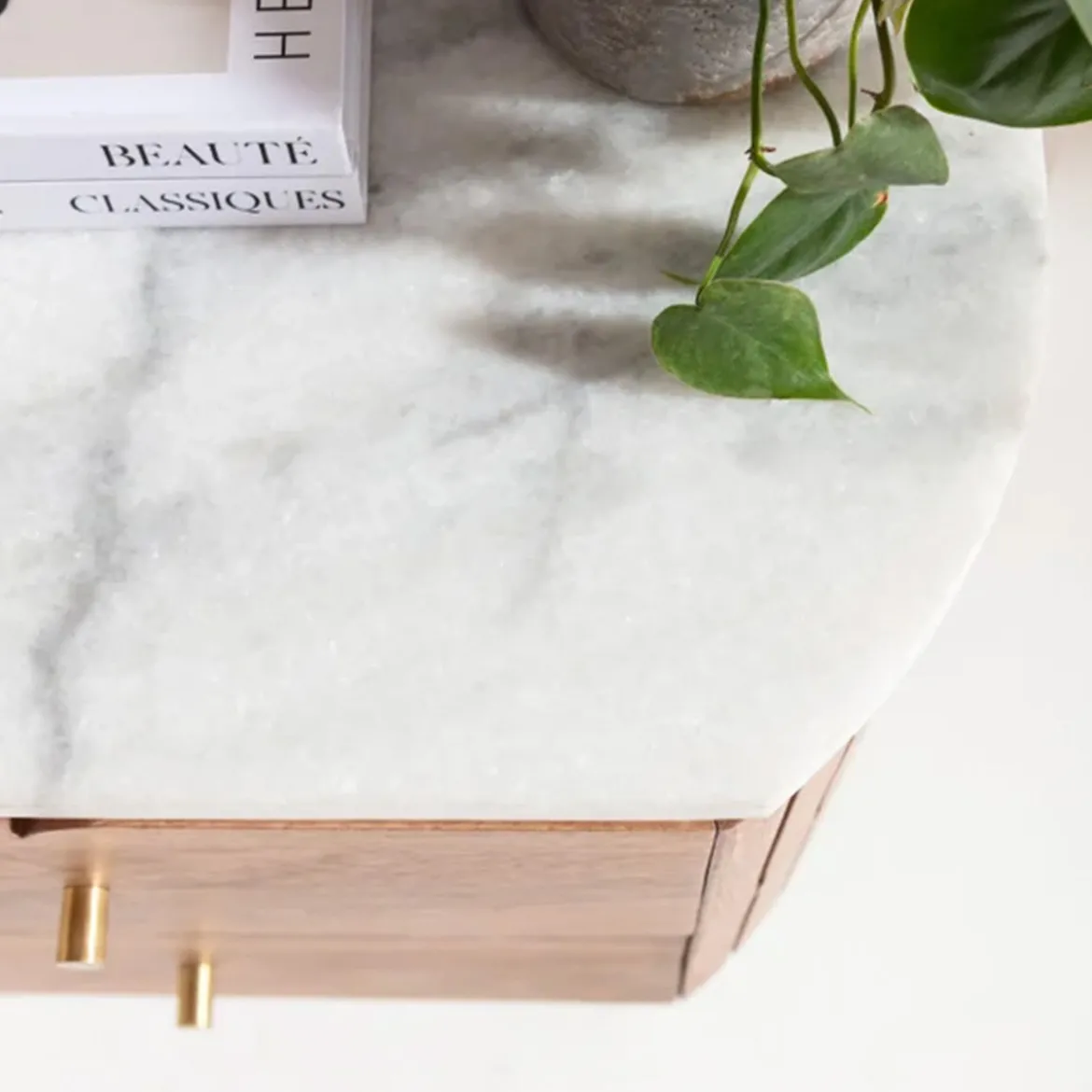 Nachtkastje mangohout en marmer - Kare Design Grace