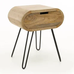 Nachtkastje met ronde hoeken mango hout - Giani Barrel