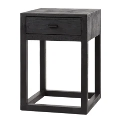 Nachtkastje zwart hout met lade - Giani Black Square