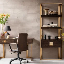 Open wandkast messing met hout - Kare Design Osaka