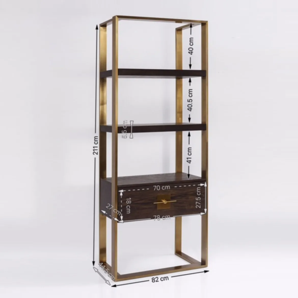Open wandkast messing met hout - Kare Design Osaka