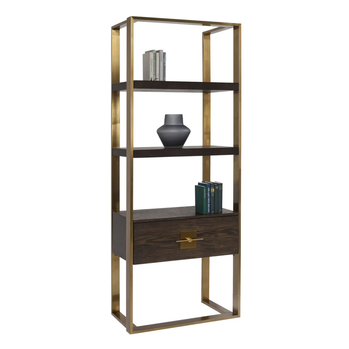 Open wandkast messing met hout - Kare Design Osaka