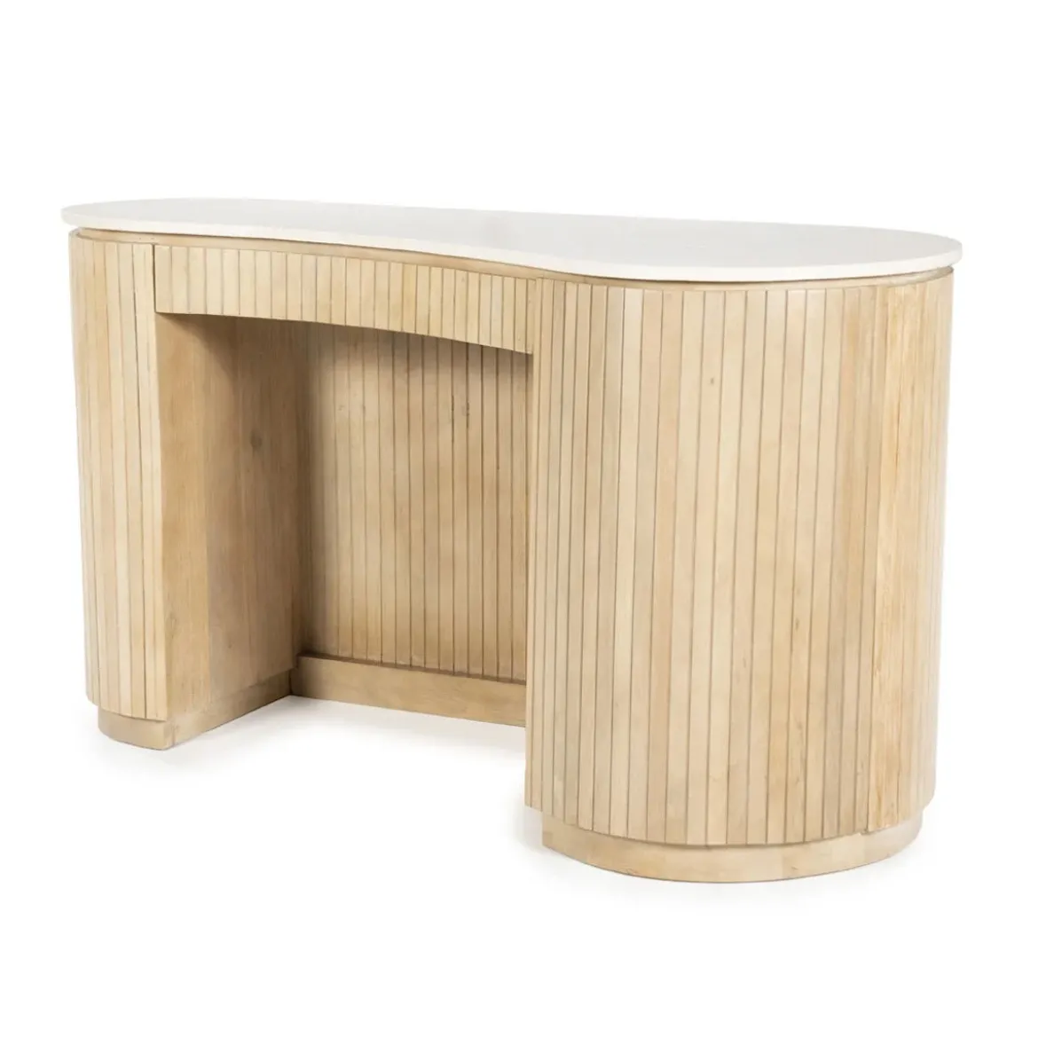 Organisch bureau marmer met ribbel hout - Eleonora Kira