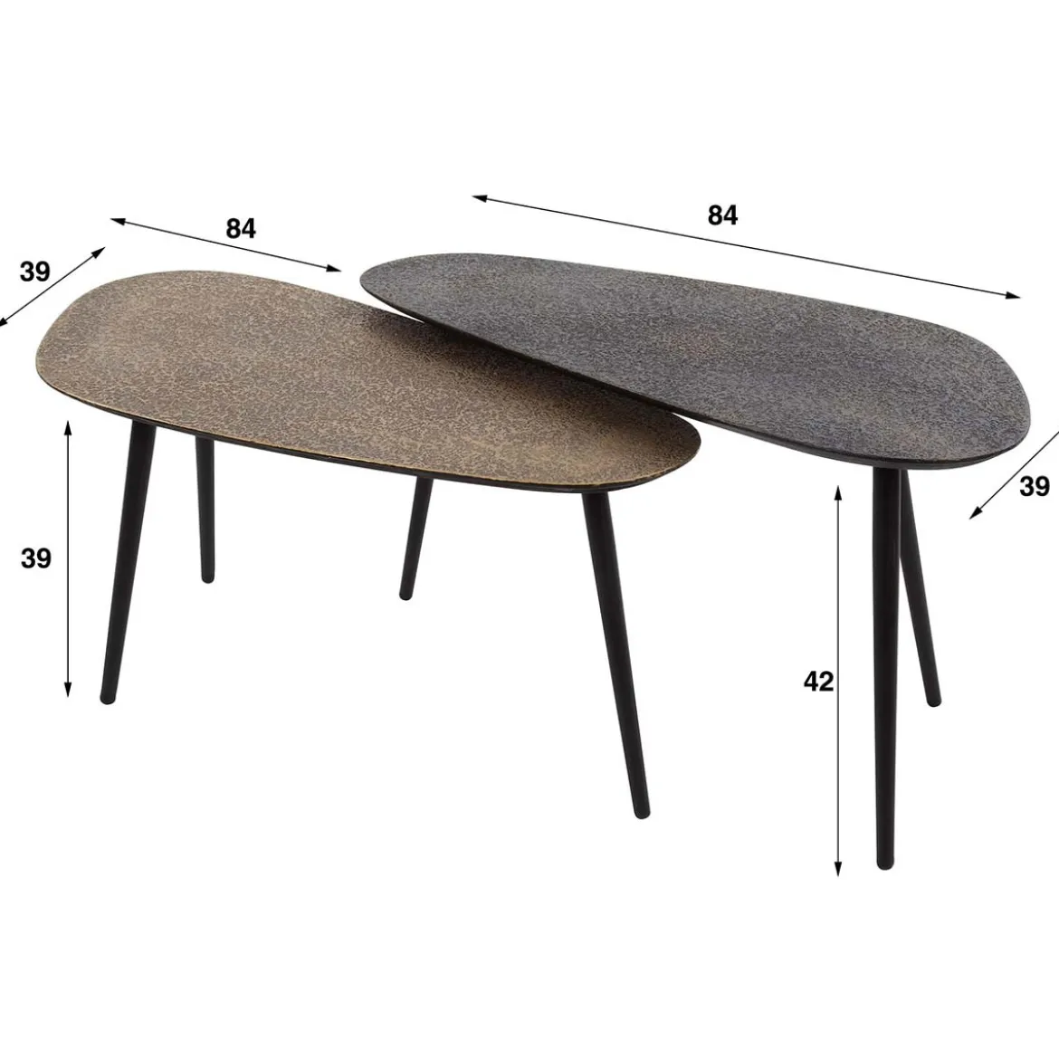 Organische salontafel set metallic - Giani Iron