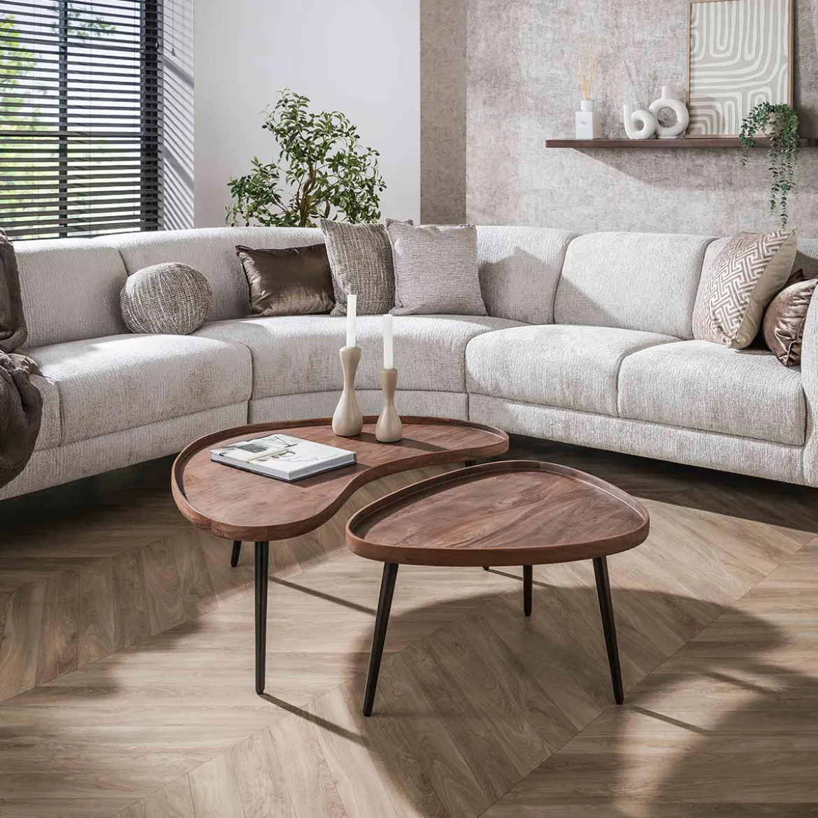 Organische salontafels met metaal frame - Giani Carve