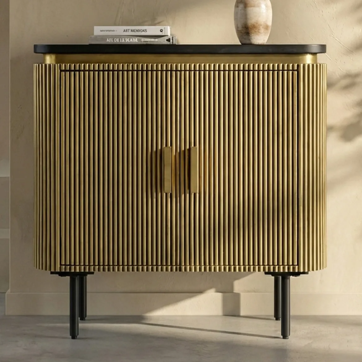 Ovaal dressoir goud met ribbels - Bodio Rush