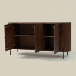 Ovaal dressoir hout met ribbels - Bodio Mirah