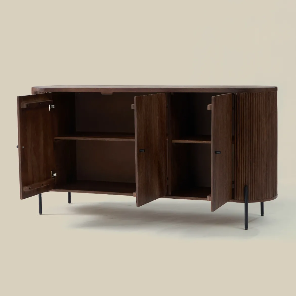 Ovaal dressoir hout met ribbels - Bodio Mirah