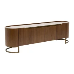 Ovaal tv-meubel walnoot en messing - Kare Design Giorgio