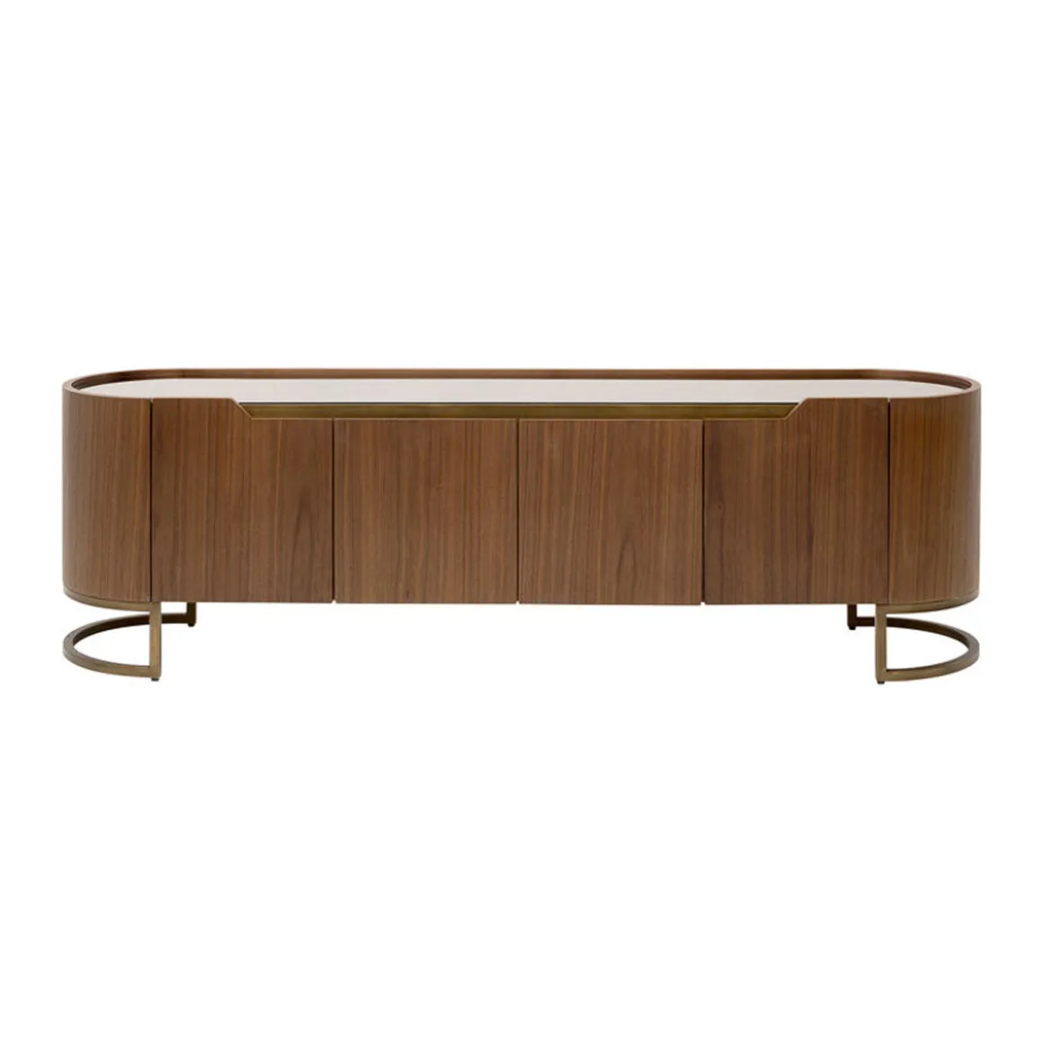 Ovaal tv-meubel walnoot en messing - Kare Design Giorgio