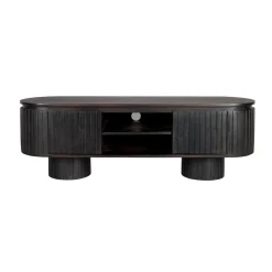 Ovaal tv-meubel zwart hout - Dutchbone Kenji