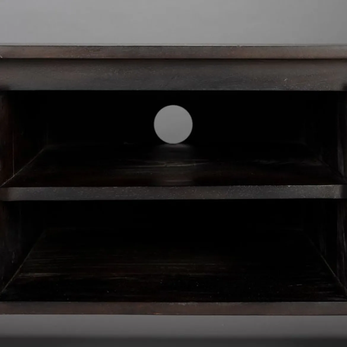 Ovaal tv-meubel zwart hout - Dutchbone Kenji
