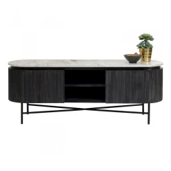 Ovaal tv-meubel zwart met wit marmer - Kare Design Glenn