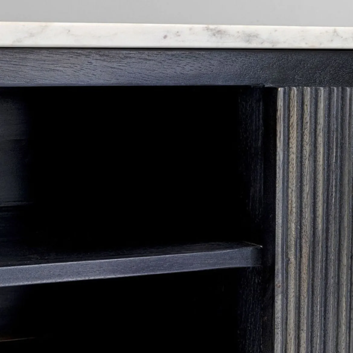 Ovaal tv-meubel zwart met wit marmer - Kare Design Glenn