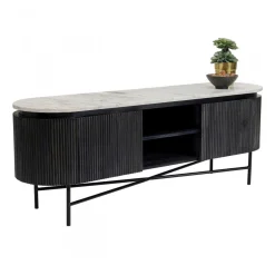 Ovaal tv-meubel zwart met wit marmer - Kare Design Glenn