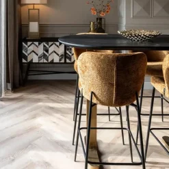Ovale bartafel zwart en antiek messing - Richmond Interiors Revelin