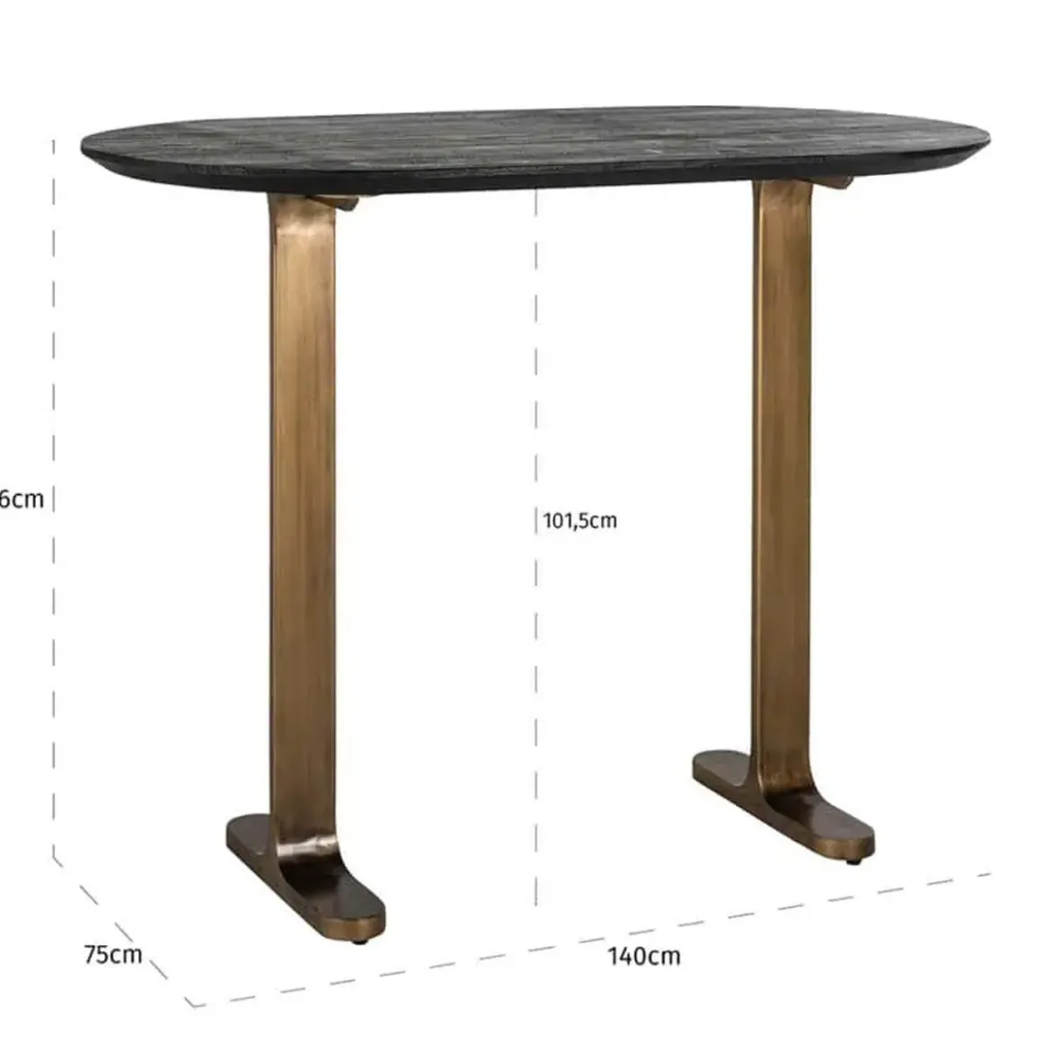 Ovale bartafel zwart en antiek messing - Richmond Interiors Revelin