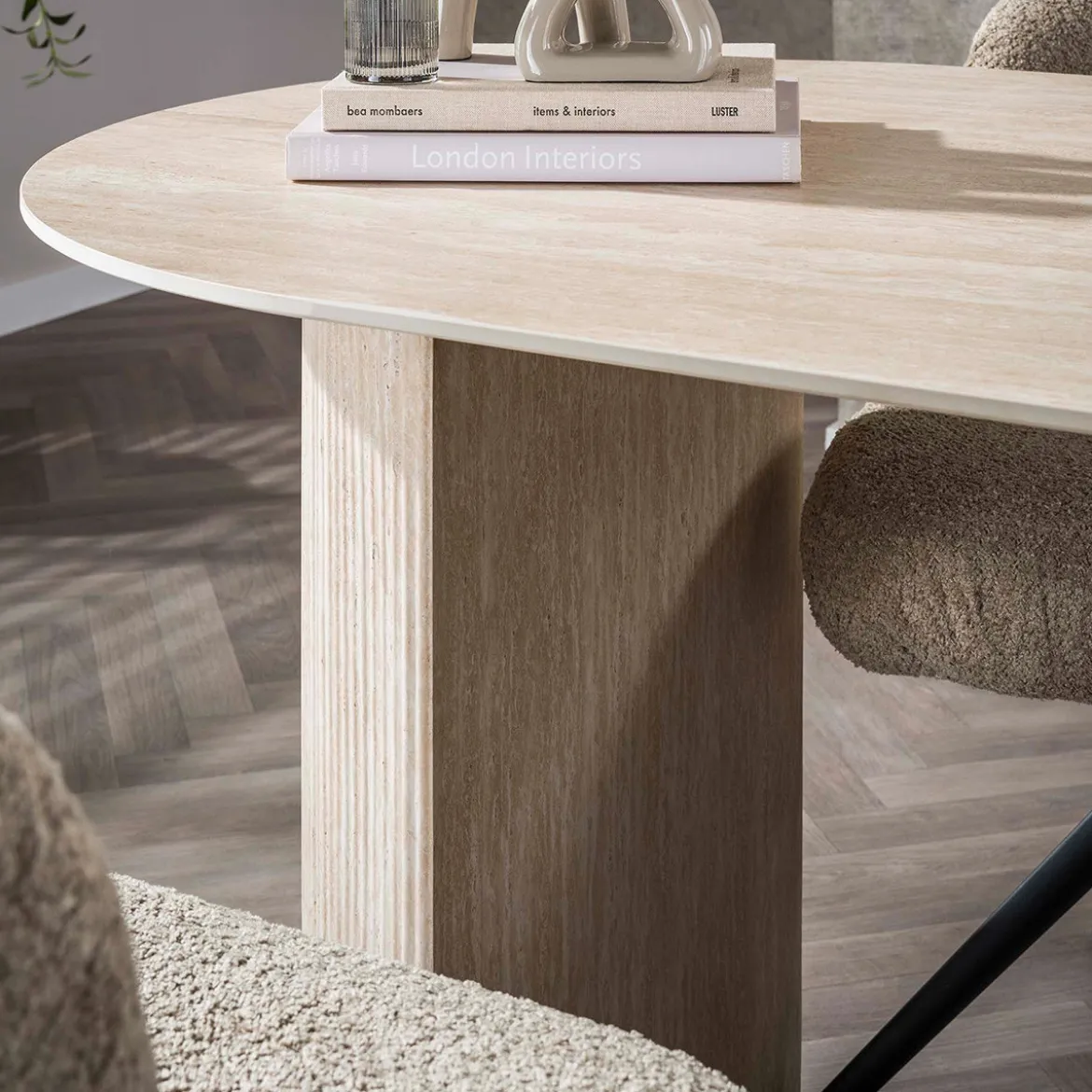 Ovale eettafel beige keramiek - Giani Arch Ceramic