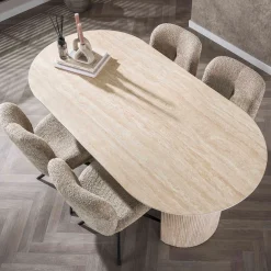 Ovale eettafel beige keramiek - Giani Arch Ceramic
