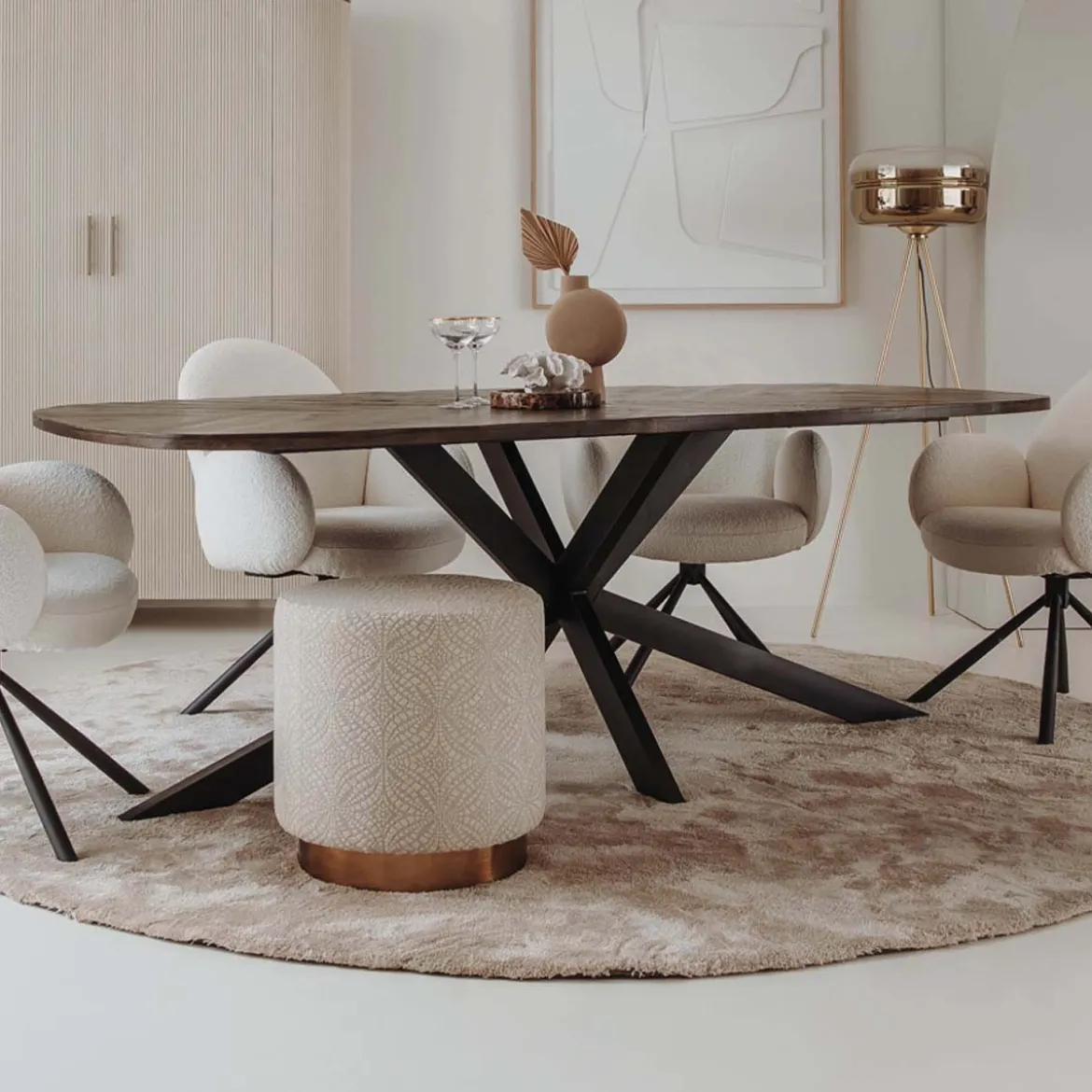 Ovale eettafel bruin mango - Tower Living Silvi