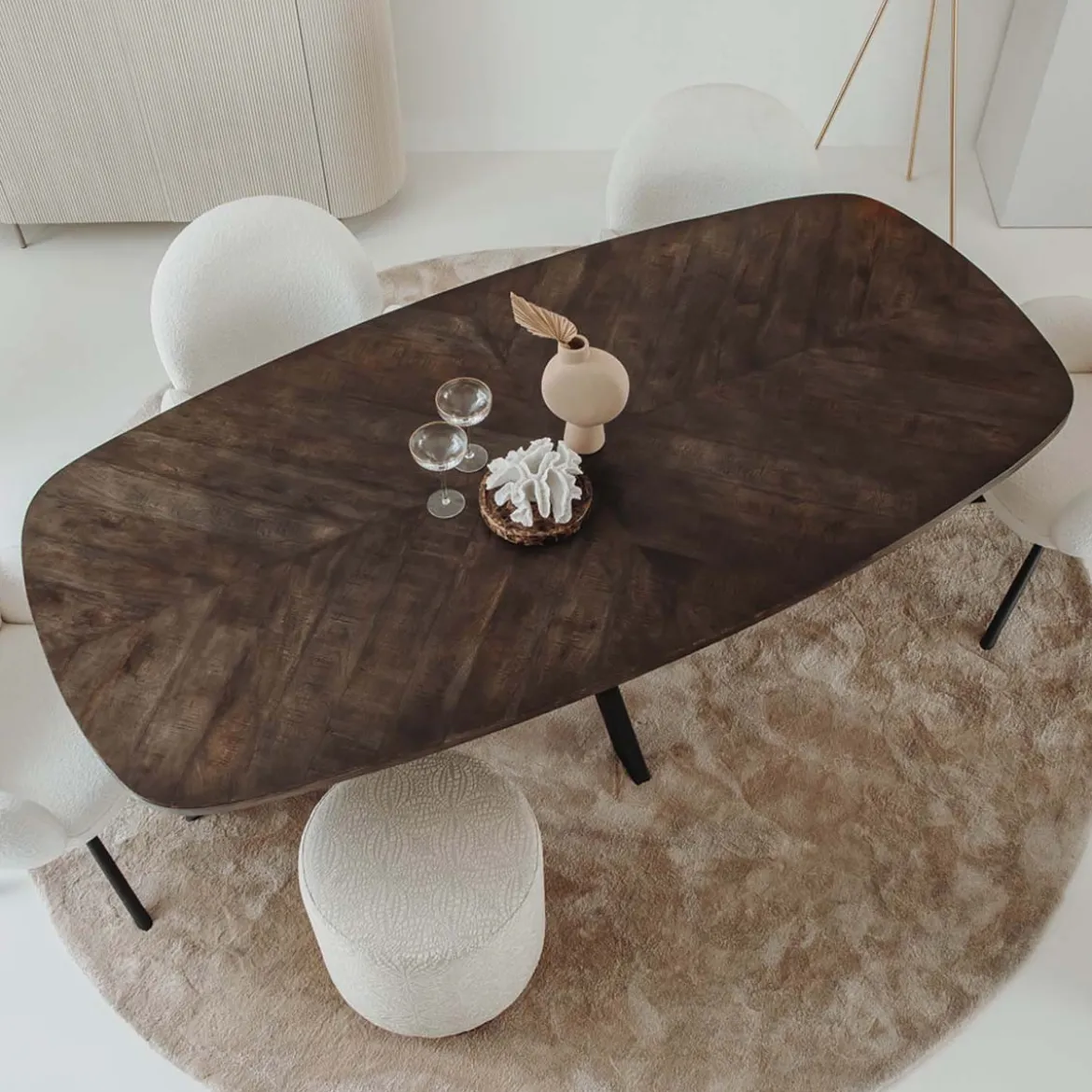 Ovale eettafel bruin mango - Tower Living Silvi