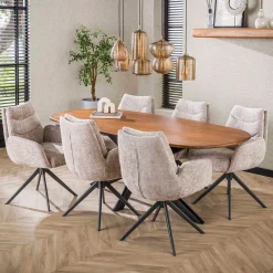 Ovale eettafel mangohout zandkleur - Giani Cliff