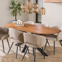 Ovale eettafel mangohout zandkleur - Giani Cliff